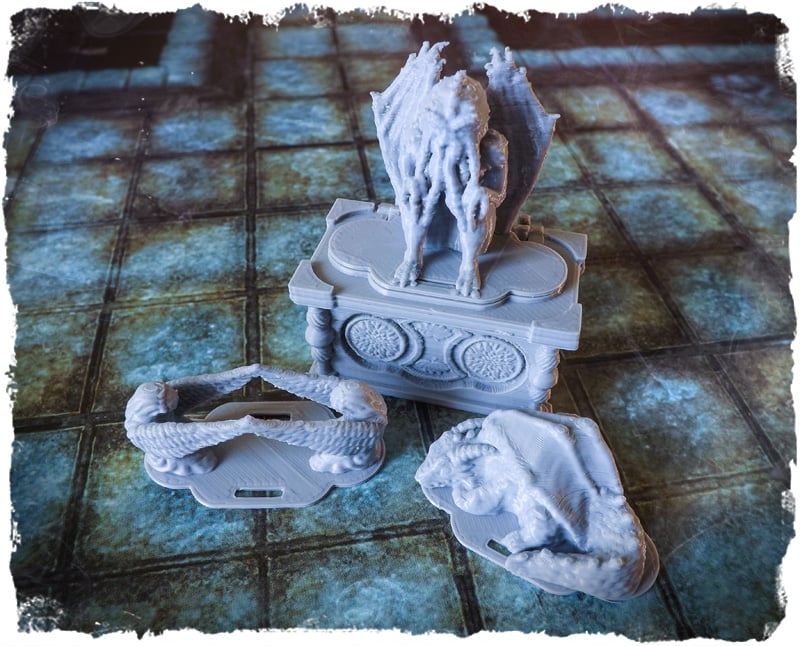 3d printable treasure chests - cthulhu, dragon