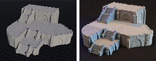The same build as a digital model and as a printed one